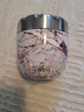 S'well Marble Travel Tumbler - White & Rose Vein